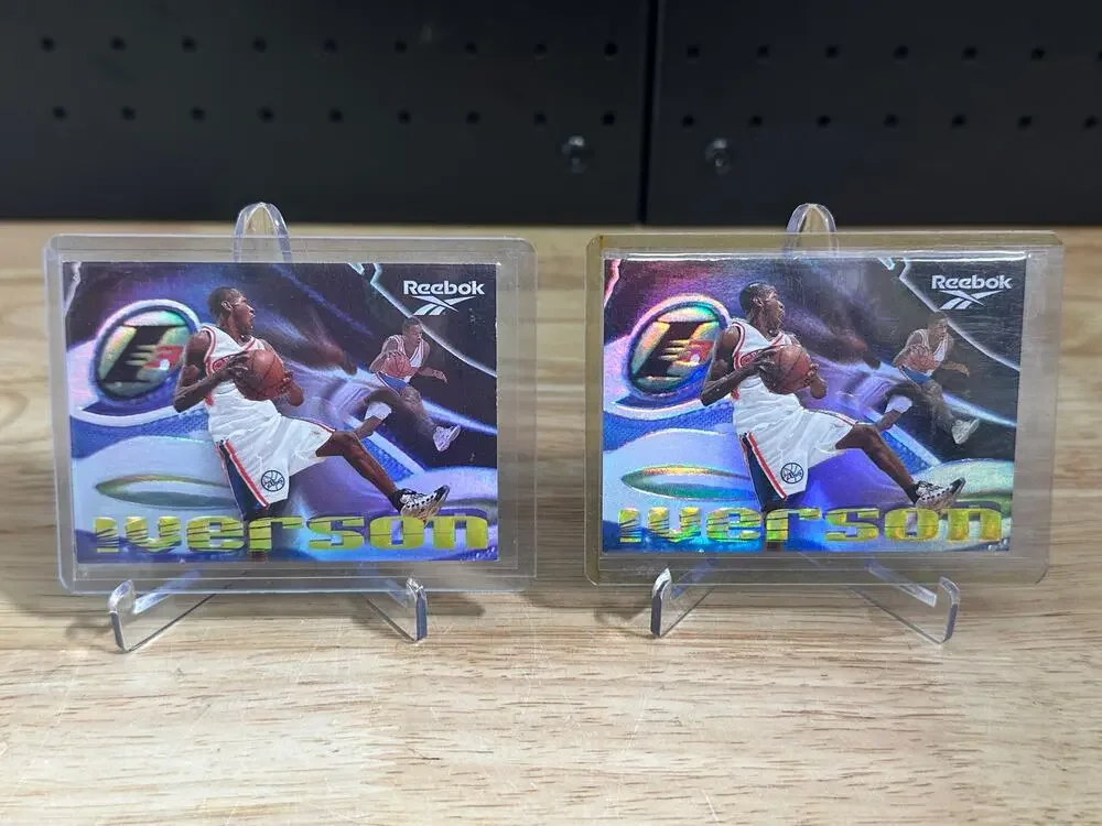Lot of 2 Allen Iverson '97 SkyBox Premium Reebok Chase Embossed Foil Bronze card